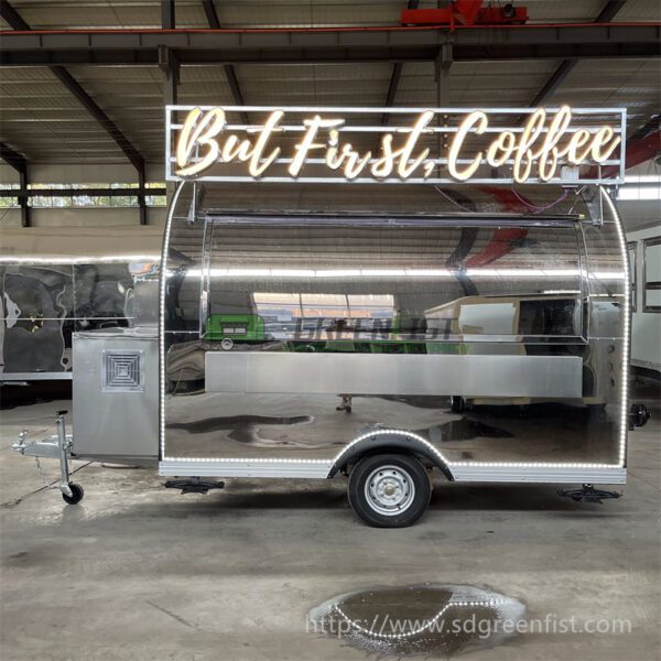 Stainless Steel Round Food Trailer Customised the Inside Kitchen - Image 3