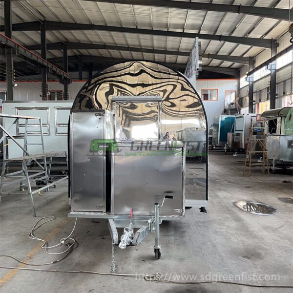 Stainless Steel Round Food Trailer Customised the Inside Kitchen - Image 5