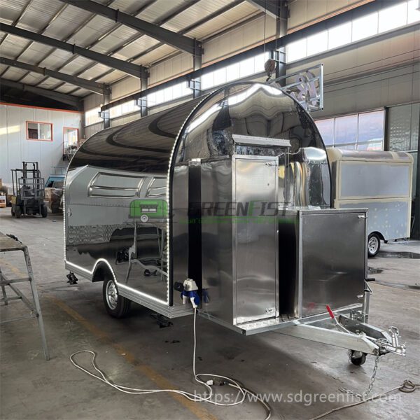 Stainless Steel Round Food Trailer Customised the Inside Kitchen - Image 6